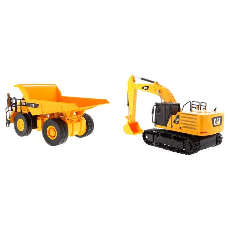 COMBO Miniatura Escavadeira Hidráulica CAT 336 1:35 + Caminhão de Mineração 770 - Imagem 2